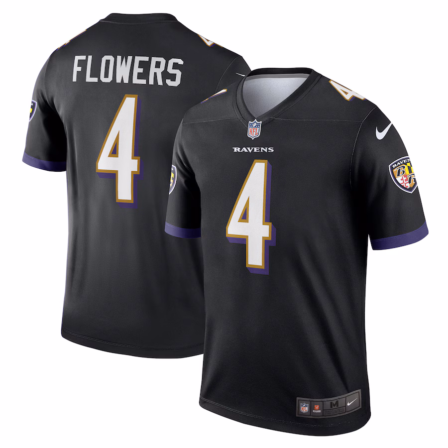 Men's Baltimore Ravens Zay Flowers Nike Black Legend Player Performance Top