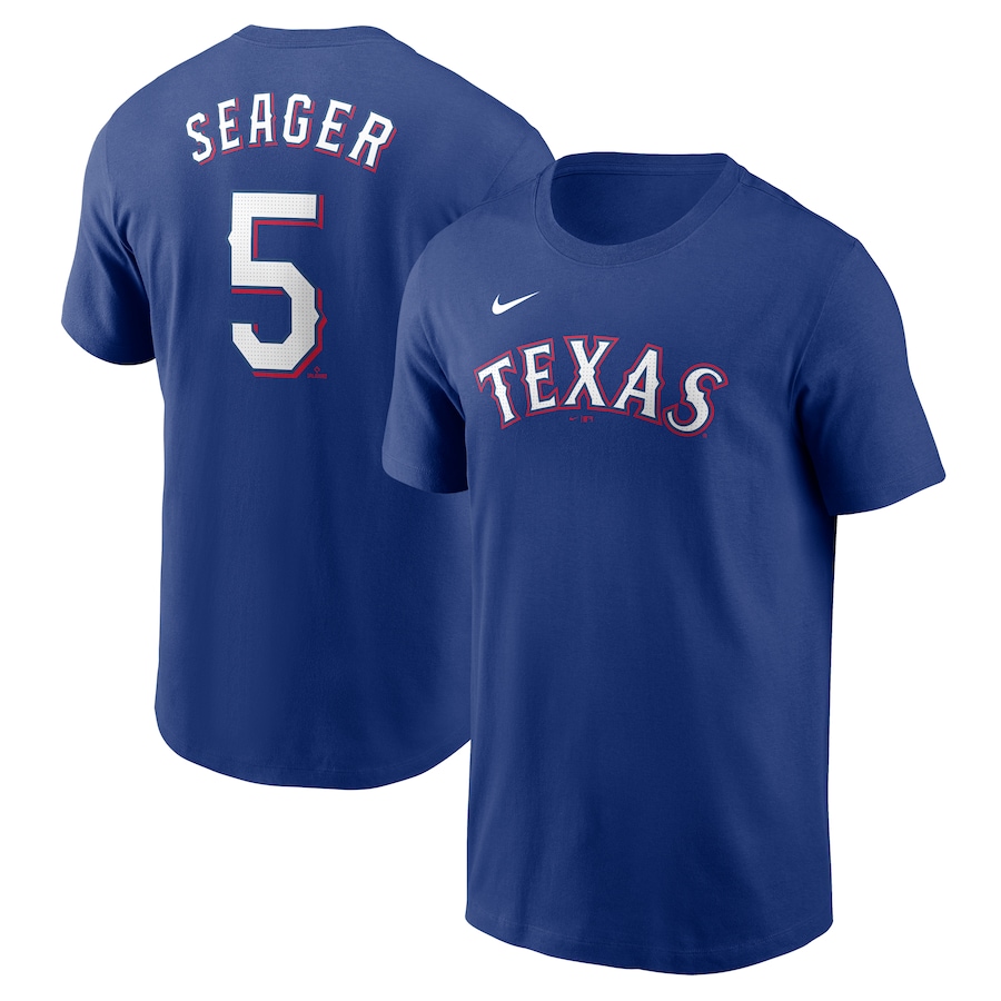 Men's Texas Rangers Corey Seager Nike Royal Fuse Name & Number T-Shirt