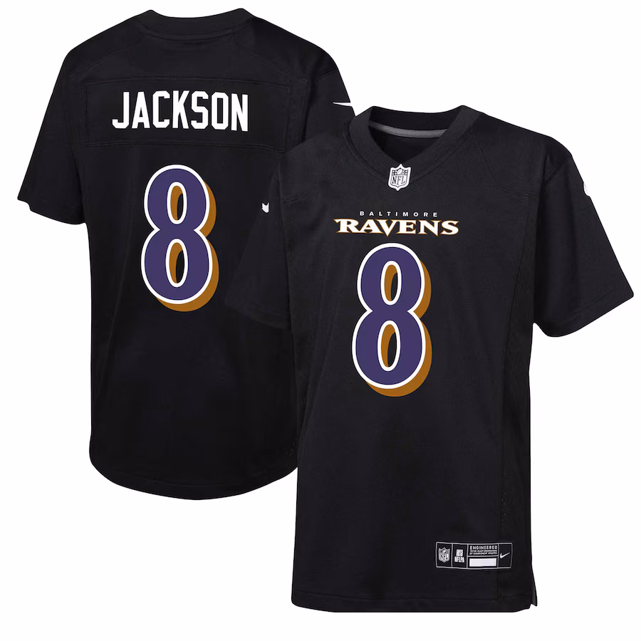 Youth Baltimore Ravens Lamar Jackson Nike Carbon Black Fashion Game Jersey