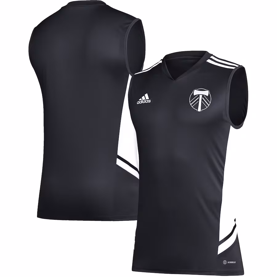 Men's Portland Timbers adidas Black/White Sleeveless Training Jersey