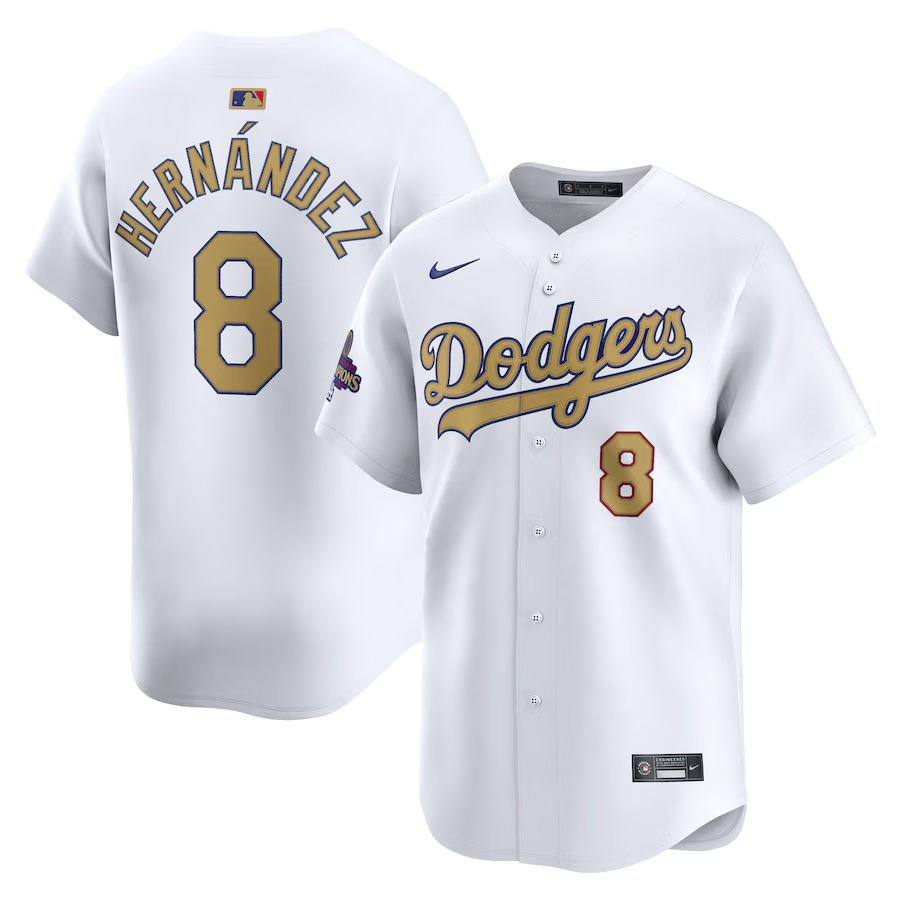 Men's Los Angeles Dodgers Enrique Hernández Nike White 2025 Gold Collection Limited Jersey