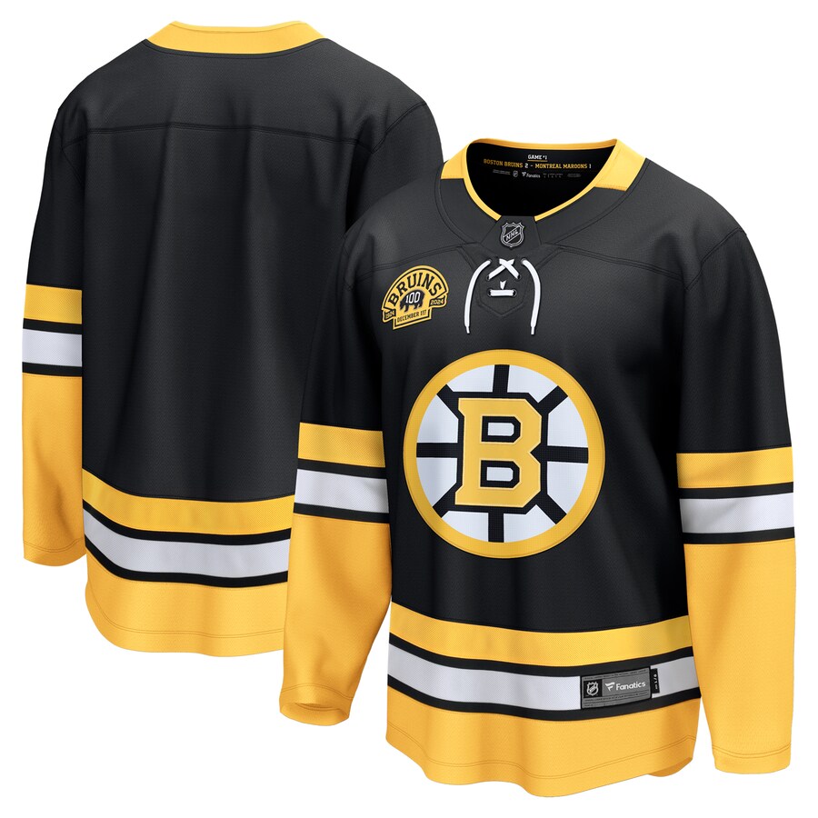 Men's Boston Bruins Fanatics Black 100th Anniversary Premier Breakaway Jersey