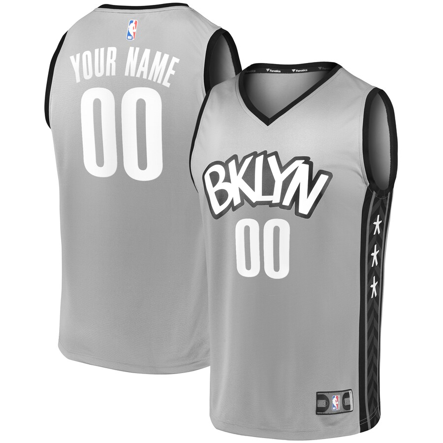 Youth Brooklyn Nets Fanatics Gray Custom Fast Break Replica Jersey - Statement Edition