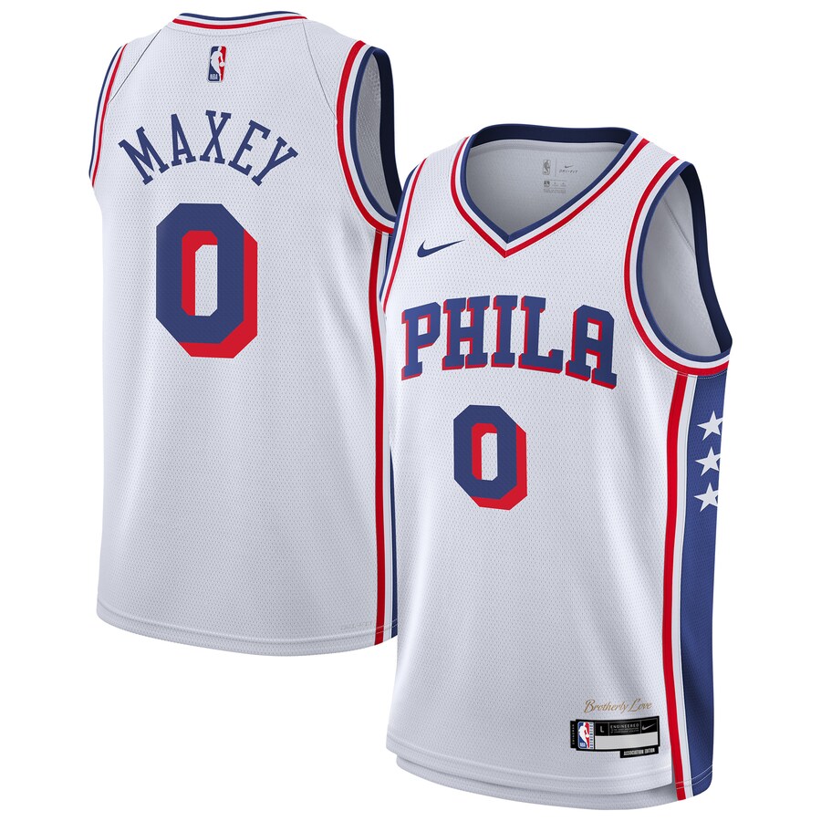 Youth Philadelphia 76ers Tyrese Maxey Nike White Association Swingman Jersey