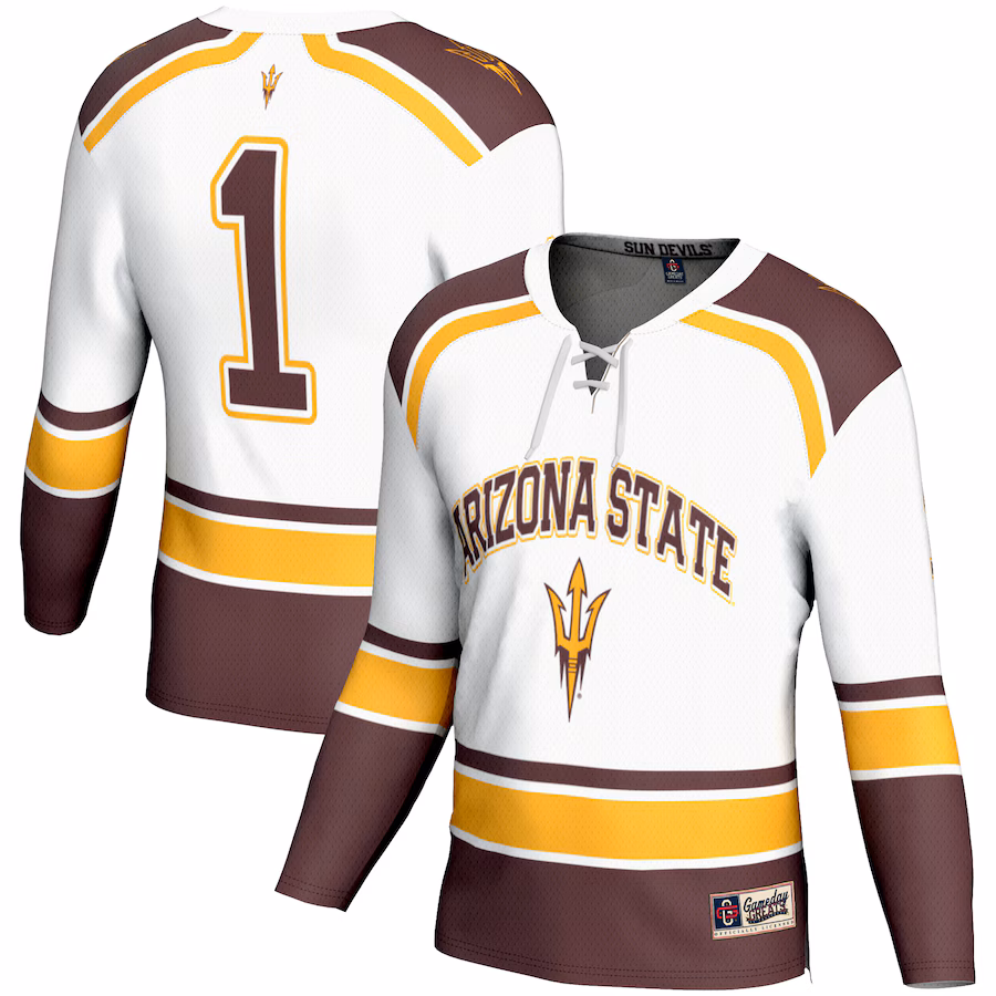 Men's GameDay Greats #1 White Arizona State Sun Devils Men's Ice Hockey Fashion Jersey