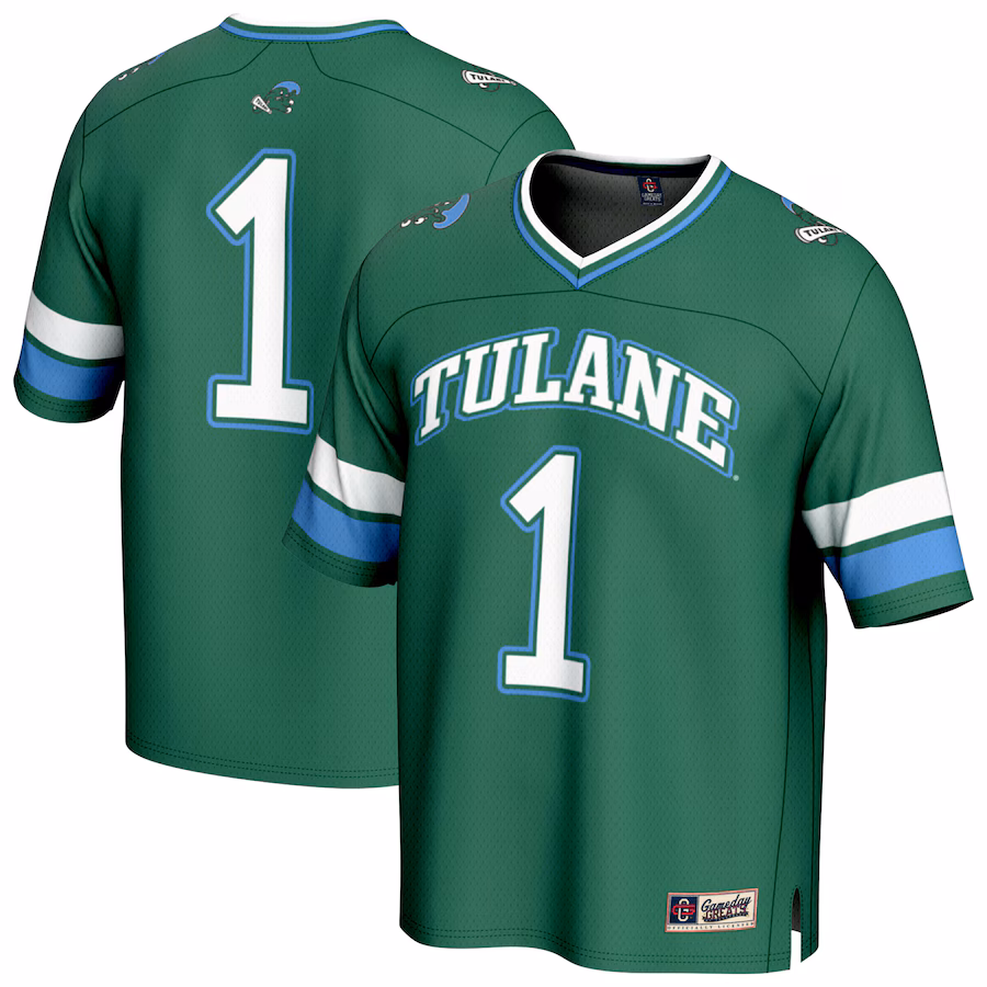 Youth GameDay Greats #1 Green Tulane Green Wave Collegiate Football Fashion Jersey