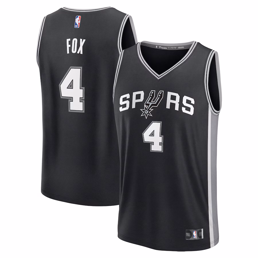 Men's San Antonio Spurs De'Aaron Fox Fanatics Black Fast Break Replica Player Jersey - Icon Edition