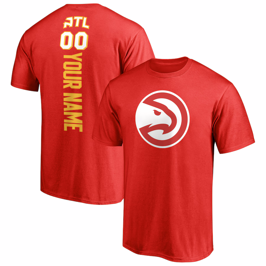 Men's Atlanta Hawks Red Playmaker Personalized Name & Number T-Shirt