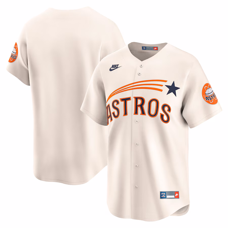 Men's Houston Astros Nike Cream Throwback Cooperstown Collection Limited Jersey