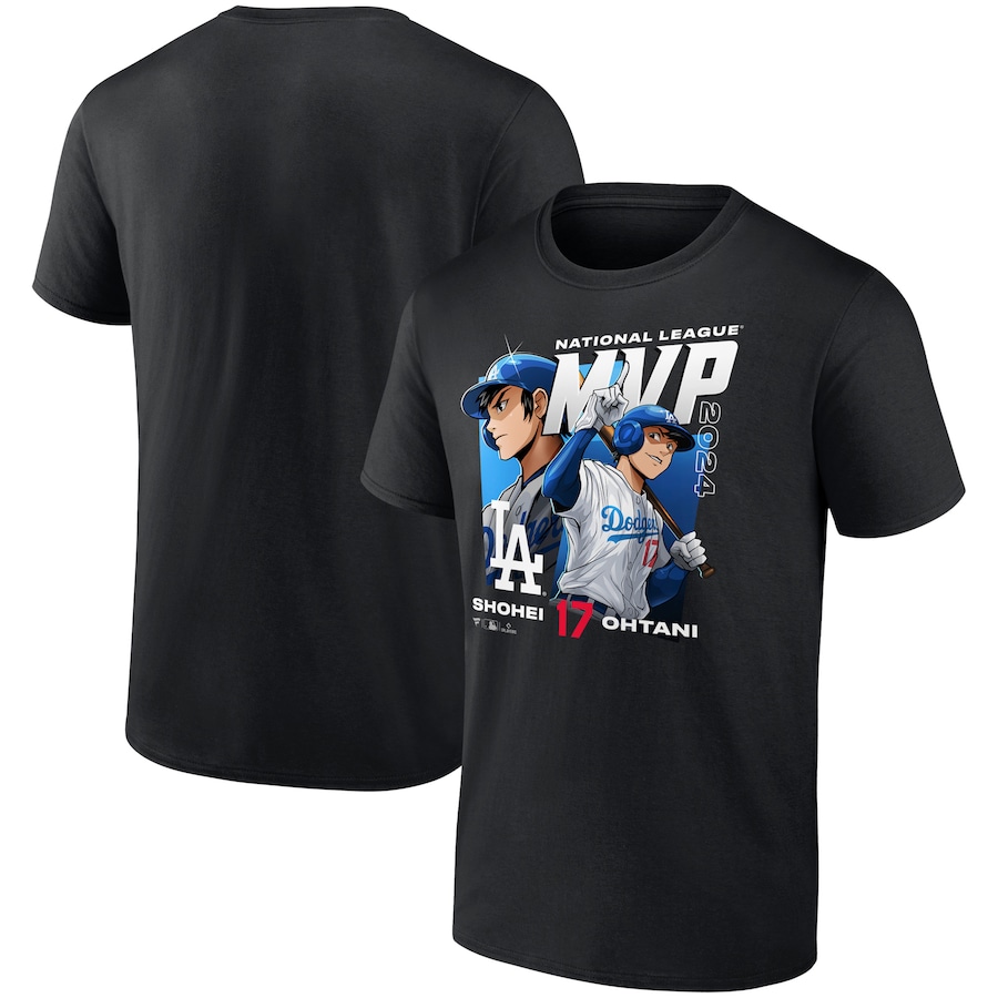 Men's Los Angeles Dodgers Shohei Ohtani Black 2024 National League MVP Fanatics Exclusive Anime T-Shirt