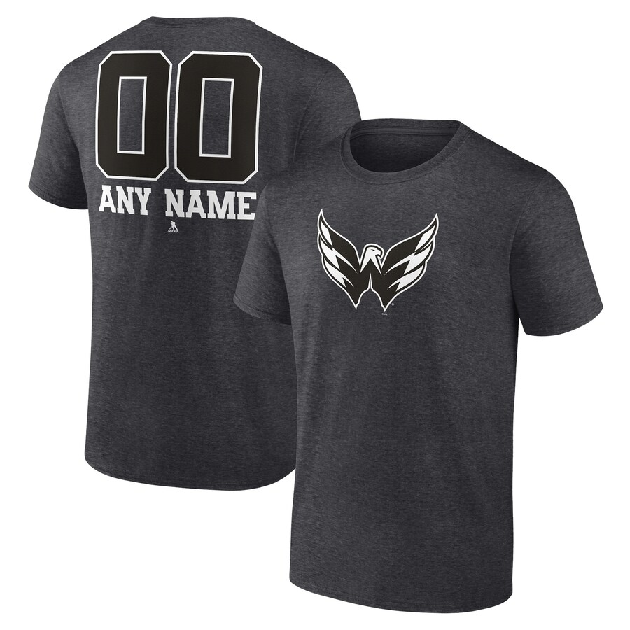 Men's Washington Capitals Charcoal Monochrome Personalized Name & Number T-Shirt