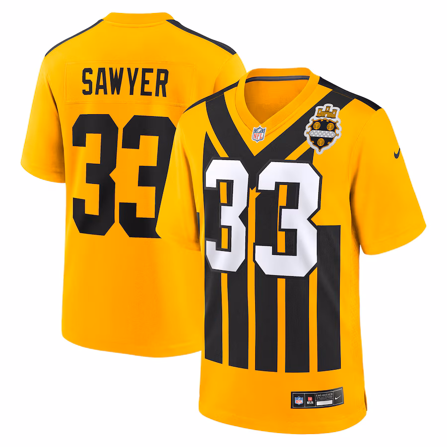 Men's Pittsburgh Steelers Jack Sawyer Nike Gold Alternate Game Jersey