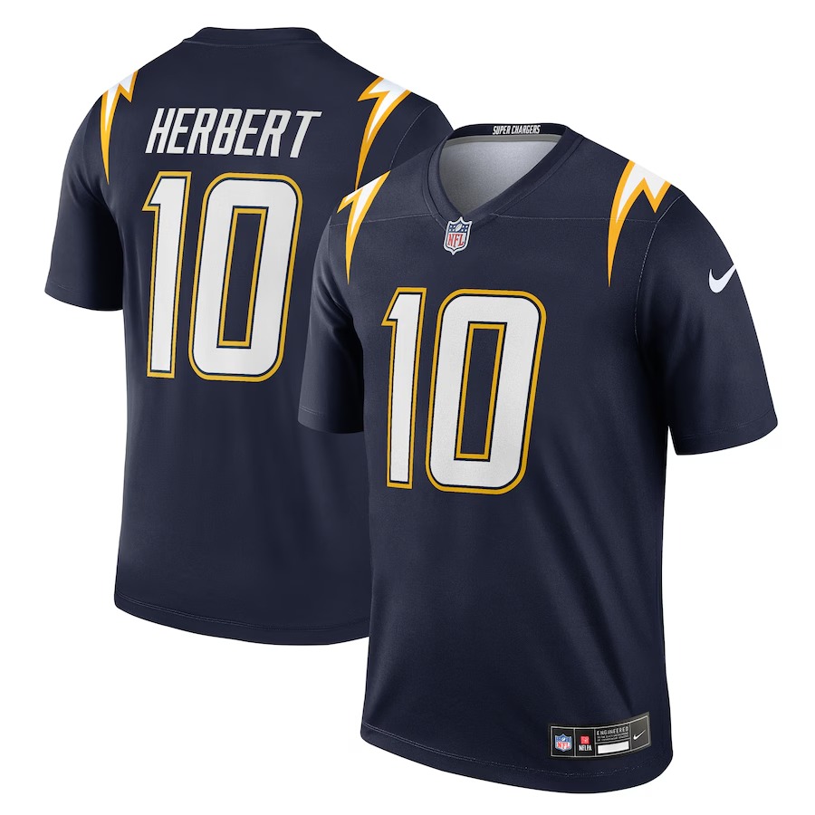 Men's Los Angeles Chargers Justin Herbert Nike Navy Alternate Super Chargers Legend Player Performance Top