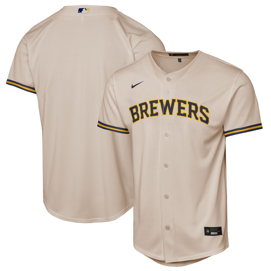 Youth Milwaukee Brewers Nike Cream Home Replica 2.0 Jersey