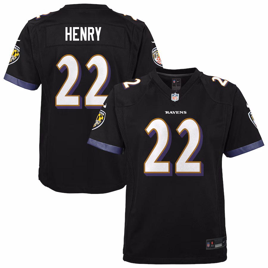 Youth Baltimore Ravens Derrick Henry Nike Black Team Game Jersey