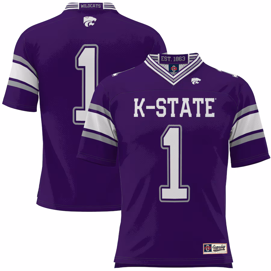 Men's GameDay Greats #1 Purple Kansas State Wildcats Football Jersey