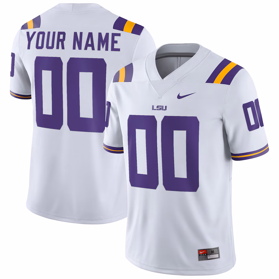 LSU Tigers Nike Football Custom Game Jersey - White