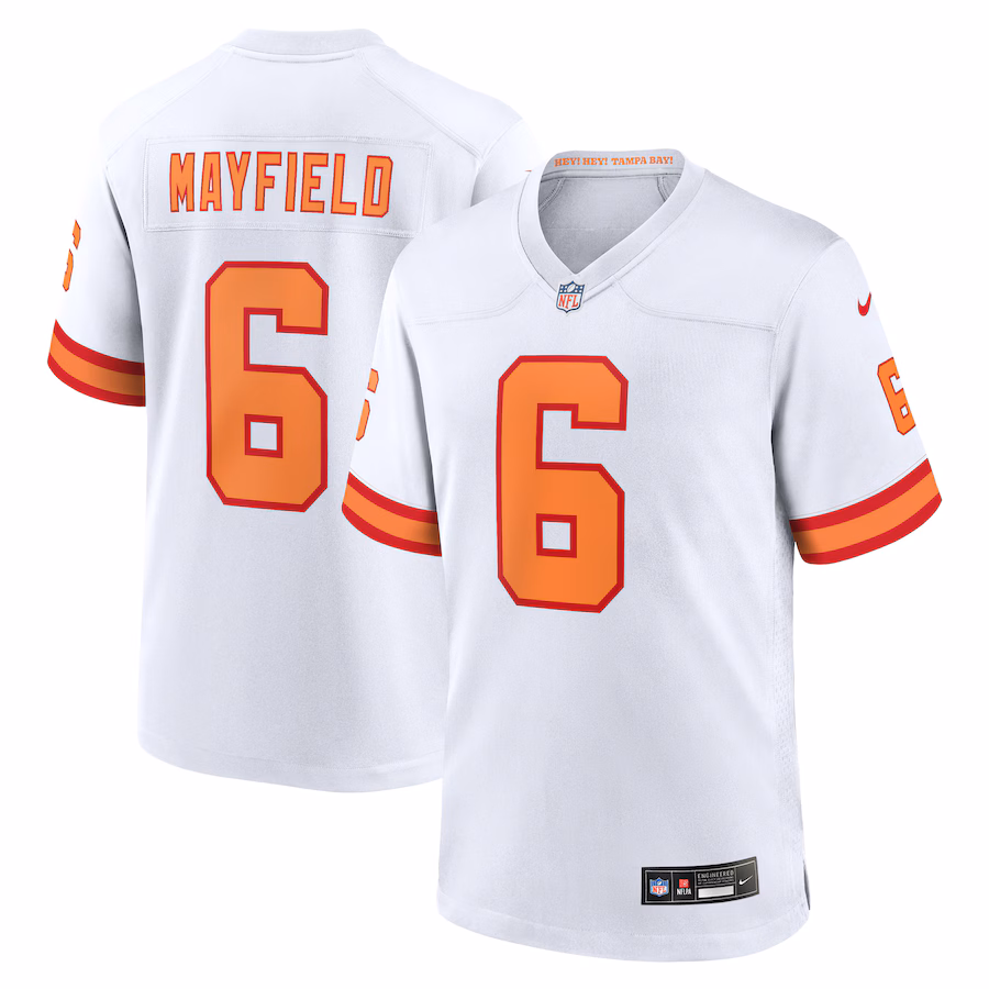 Men's '76 Tampa Bay Buccaneers Baker Mayfield Nike White Player Game Jersey