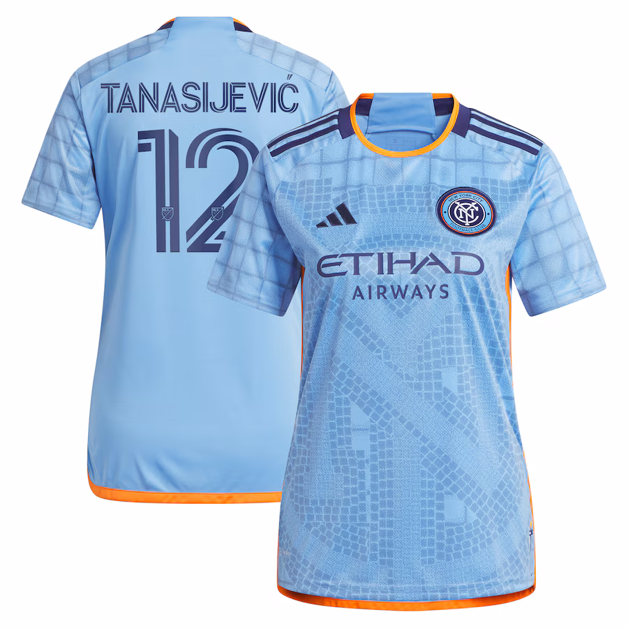 Women's New York City FC Strahinja Tanasijevic adidas Light Blue 2024 The Interboro Kit Replica Player Jersey