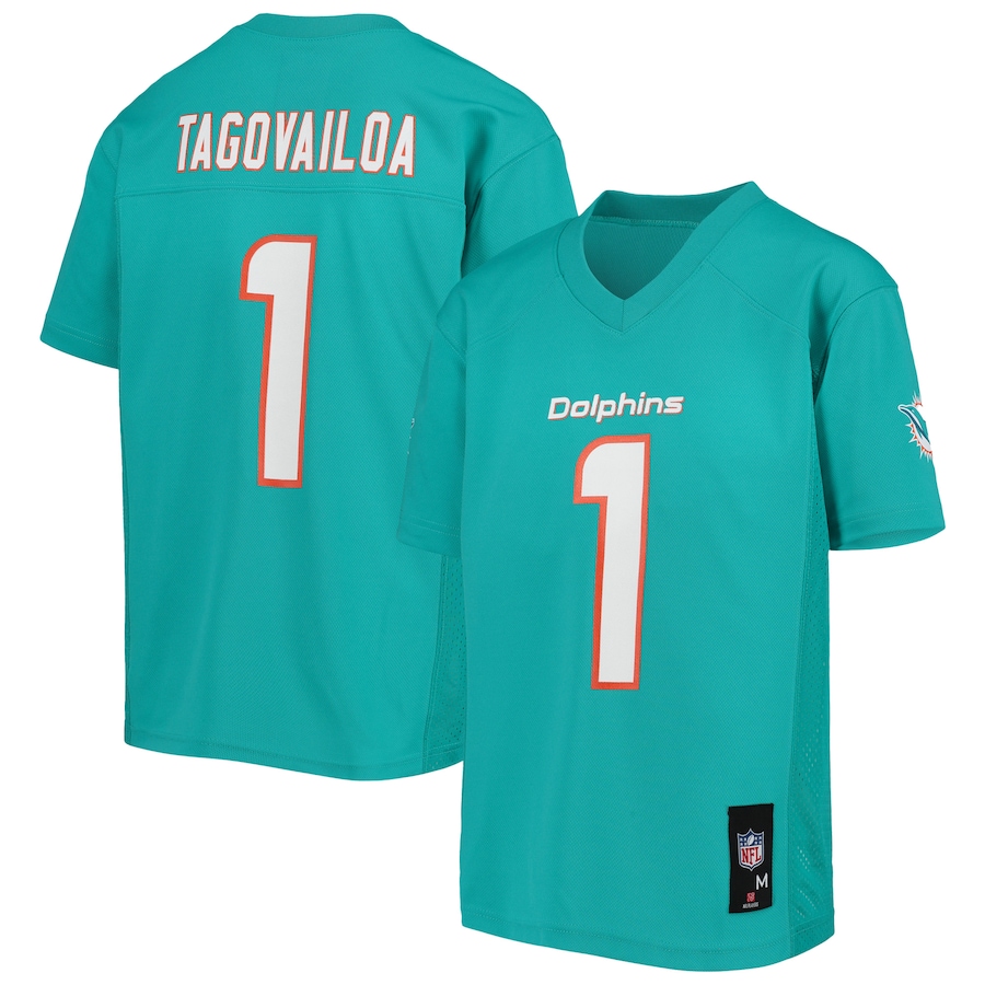 Youth Miami Dolphins Tua Tagovailoa Aqua Replica Player Jersey