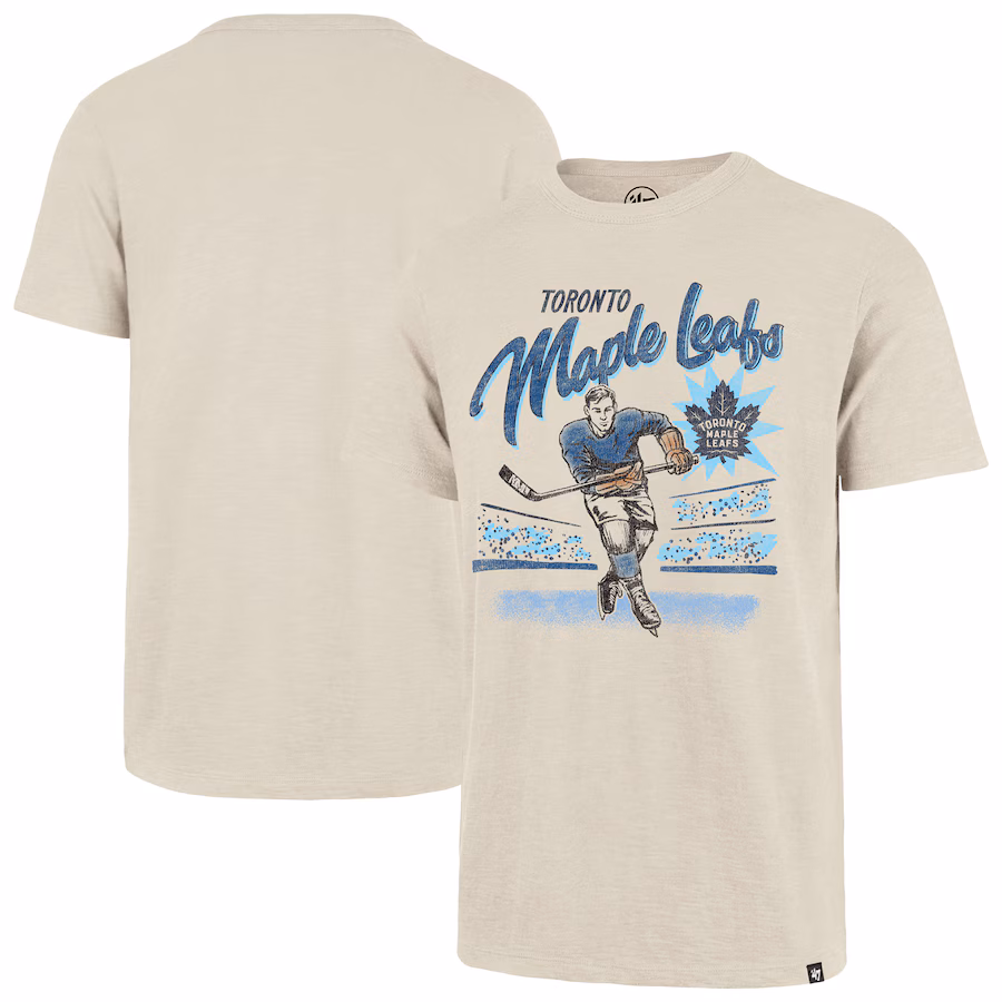 Men's Toronto Maple Leafs '47 Natural Hockey Player Golden Age Scrum T-Shirt