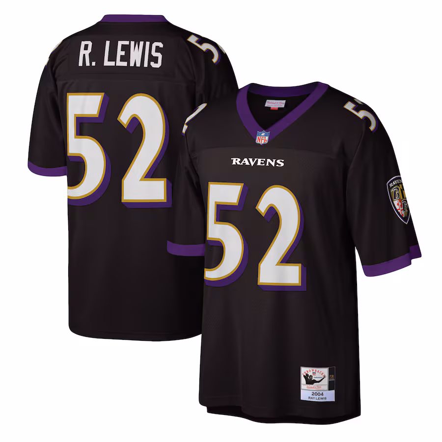 Men's Baltimore Ravens 2004 Ray Lewis Mitchell & Ness Black Authentic Throwback Retired Player Jersey