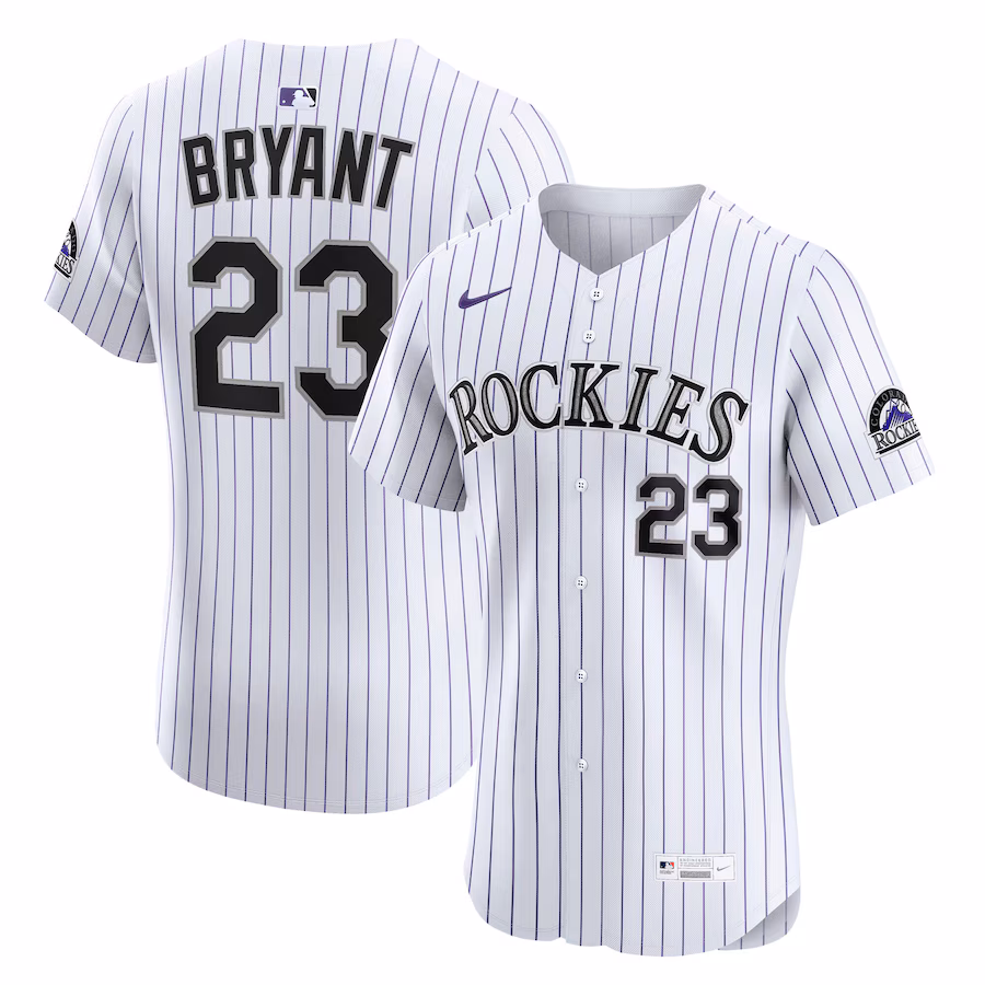 Men's Colorado Rockies Kris Bryant Nike White Home Elite Player Jersey