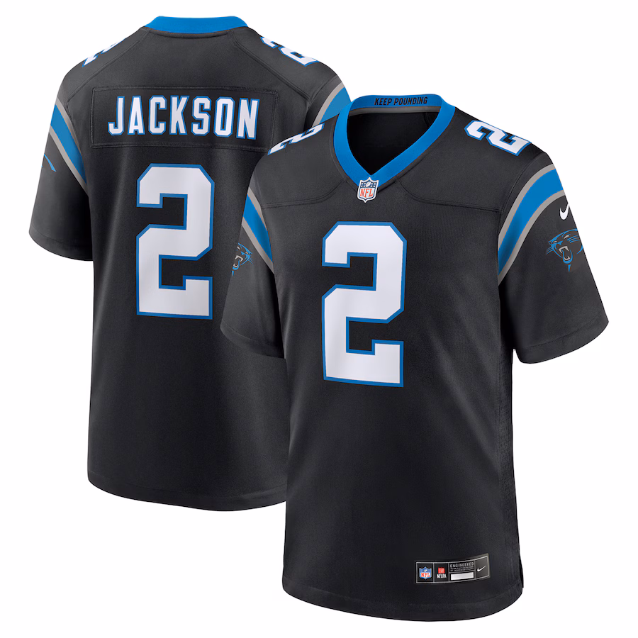 Men's Carolina Panthers Mike Jackson Nike Black Game Jersey