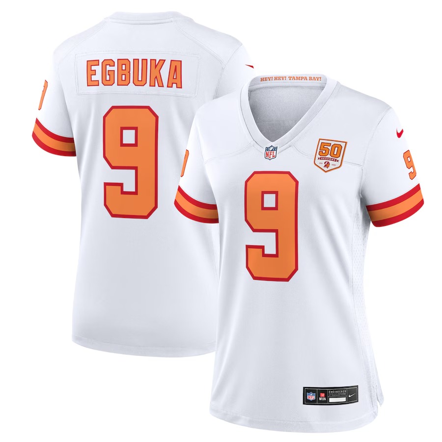 Women's '76 Tampa Bay Buccaneers Emeka Egbuka Nike White 50th Season Game Jersey