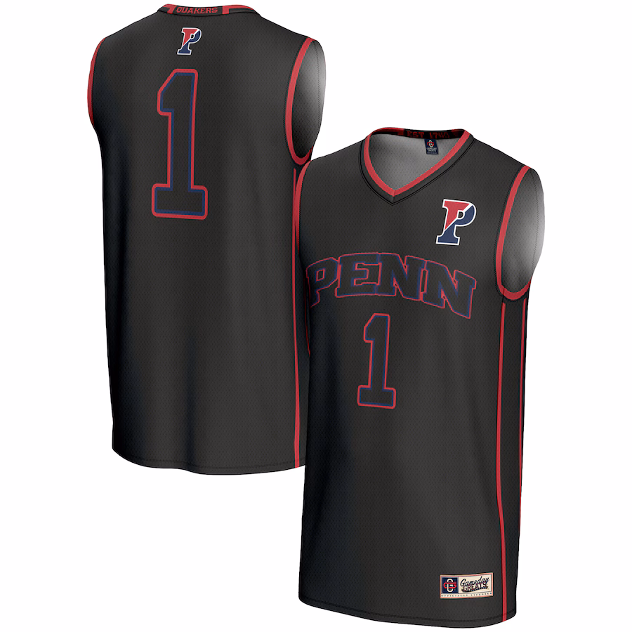 Youth GameDay Greats #1 Black Pennsylvania Quakers Lightweight Basketball Jersey