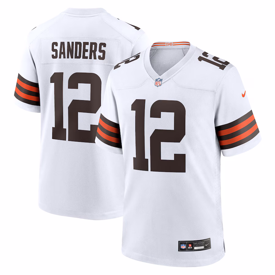 Men's Cleveland Browns Shedeur Sanders Nike White 2025 NFL Draft Game Jersey