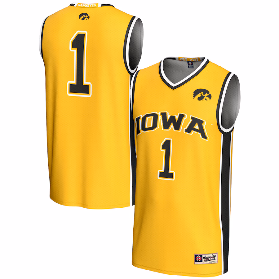Youth GameDay Greats #1 Gold Iowa Hawkeyes Lightweight Basketball Jersey