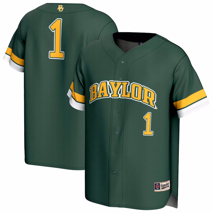 Unisex GameDay Greats #1 Green Baylor Bears Lightweight Collegiate Baseball Fashion Jersey