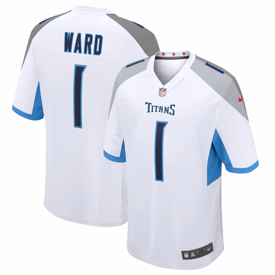 Men's Tennessee Titans Cameron Ward Nike White 2025 NFL Draft First Round Pick  Game Jersey