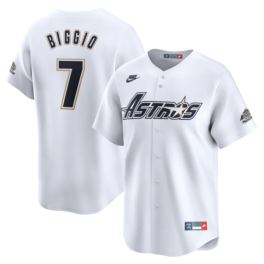 Men's Houston Astros Craig Biggio Nike White Throwback Cooperstown Collection Limited Jersey