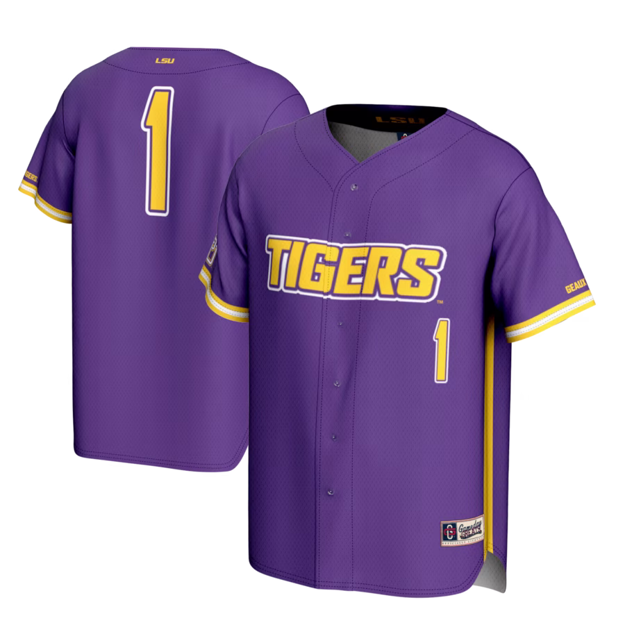 #1 LSU Tigers GameDay Greats Youth Lightweight Baseball Fashion Jersey - Purple