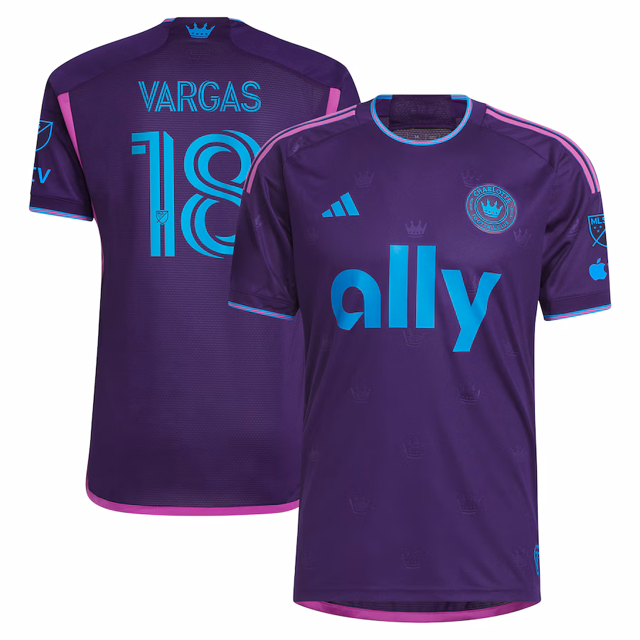 Men's Charlotte FC Kerwin Vargas adidas Purple 2023 Crown Jewel Kit Authentic Player Jersey