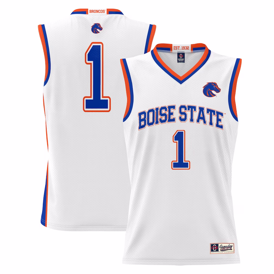 #1  Boise State Broncos GameDay Greats  Lightweight Basketball Jersey - White