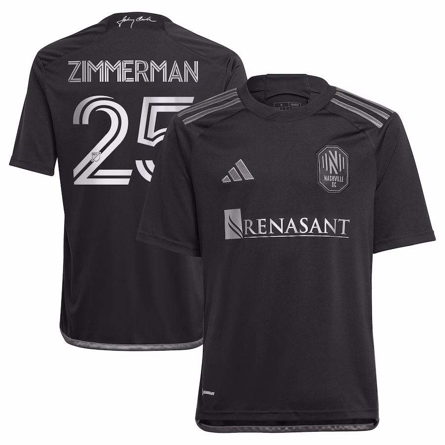 Youth Nashville SC Walker Zimmerman adidas Black 2023 Man In Black Kit Replica Player Jersey