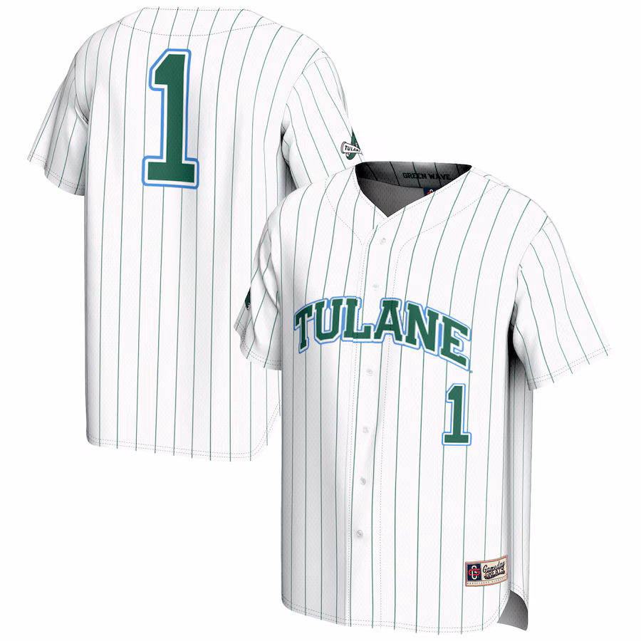 Youth GameDay Greats #1 White Tulane Green Wave Lightweight Baseball Jersey