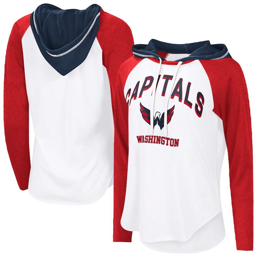 Women's Washington Capitals G-III 4Her by Carl Banks White VIP Raglan Long Sleeve Hoodie T-Shirt