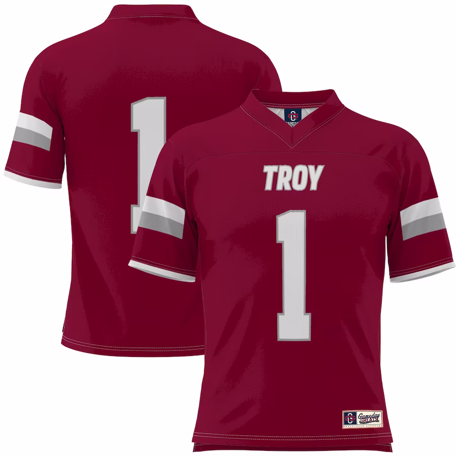 #1 Troy University Trojans GameDay Greats Youth Football Jersey - Cardinal