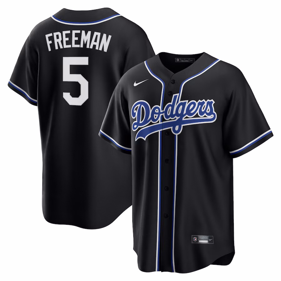 Men's Los Angeles Dodgers Freddie Freeman Nike Black Lights Out Replica Player Jersey