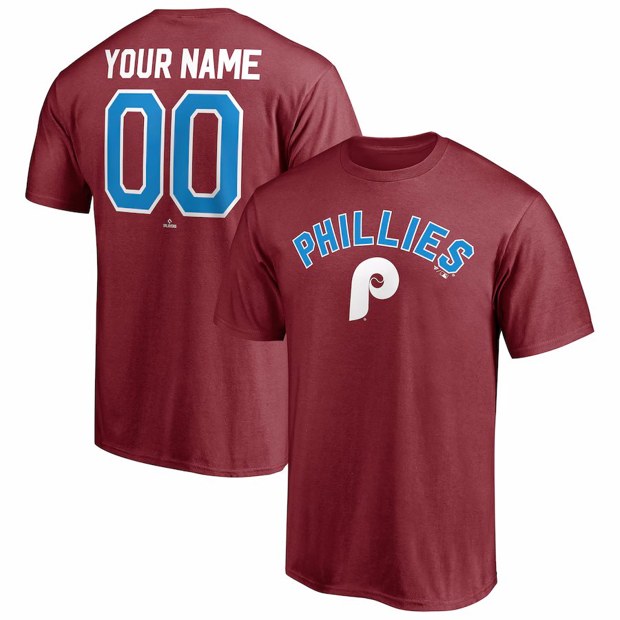 Men's Philadelphia Phillies Burgundy Cooperstown Winning Streak Alternate Personalized Name & Number T-Shirt