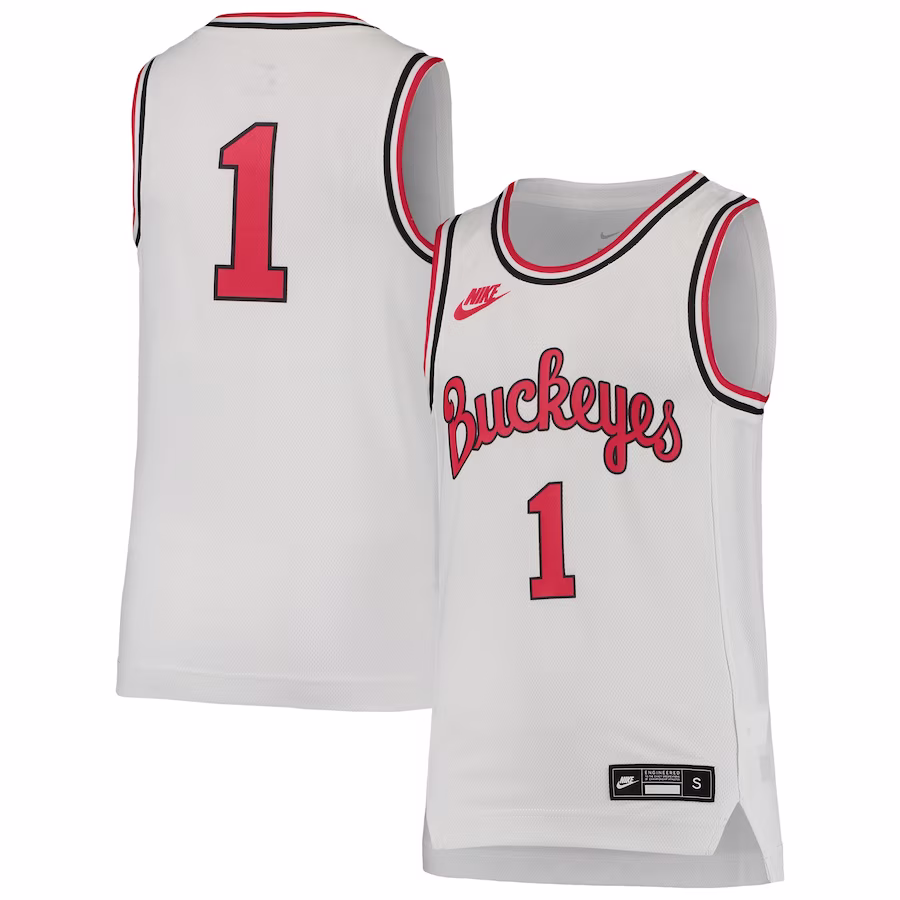 #1 Ohio State Buckeyes Nike Youth Throwback Team Replica Basketball Jersey - White