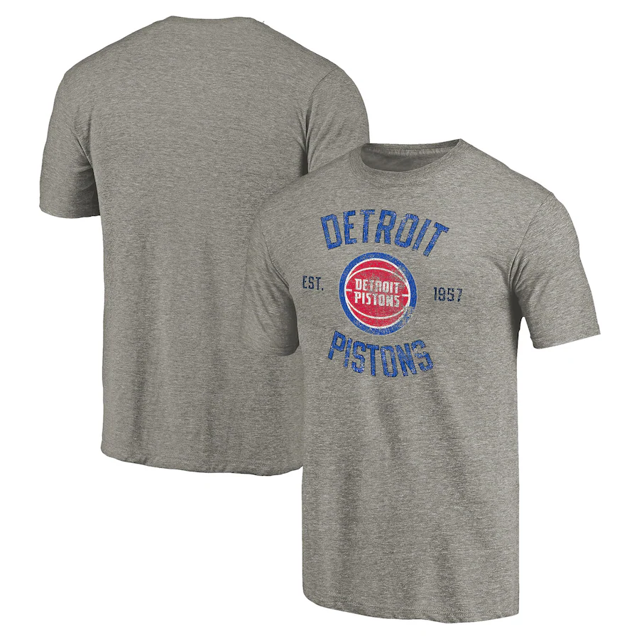 Men's Detroit Pistons Gray Team Heritage Tri-Blend T-Shirt