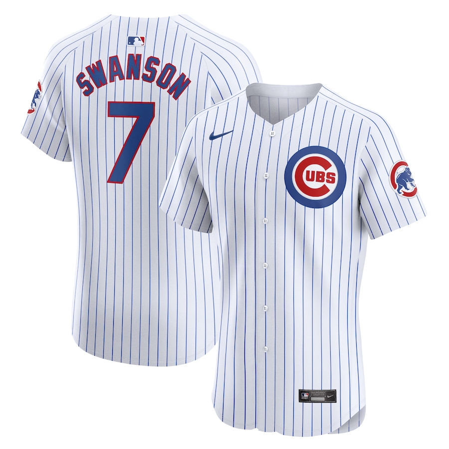 Men's Chicago Cubs Dansby Swanson Nike White Home Elite Player Jersey