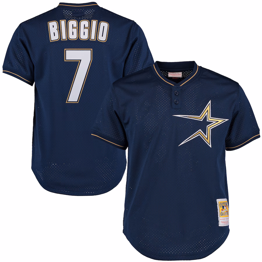 Men's Houston Astros Craig Biggio Mitchell & Ness Navy Cooperstown Collection Batting Practice Jersey