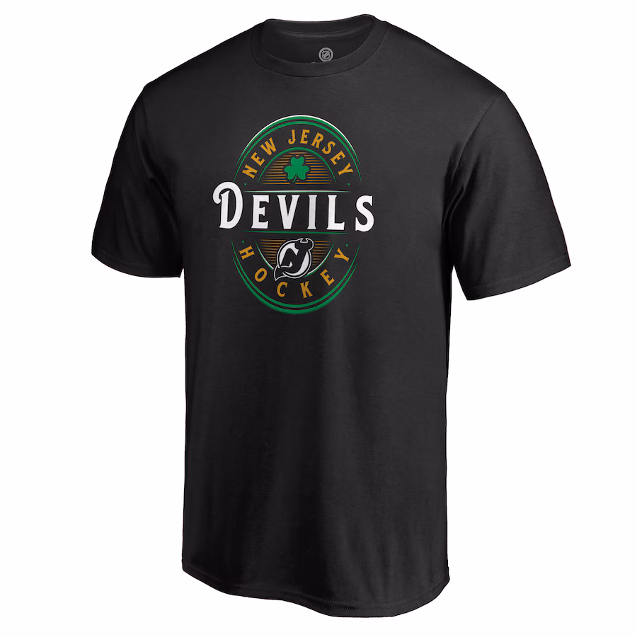 Men's New Jersey Devils Black St. Patrick's Day Forever Lucky T-Shirt