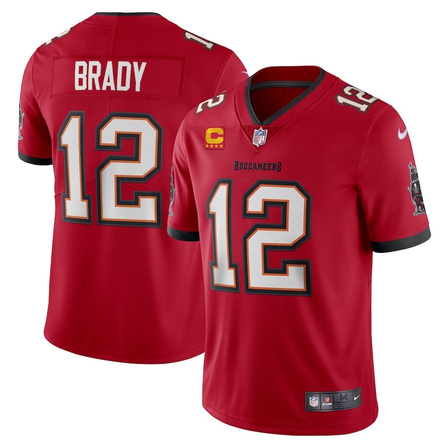 Men's Tampa Bay Buccaneers Tom Brady Nike Red Captain Vapor Limited Jersey - Ujersey Shop